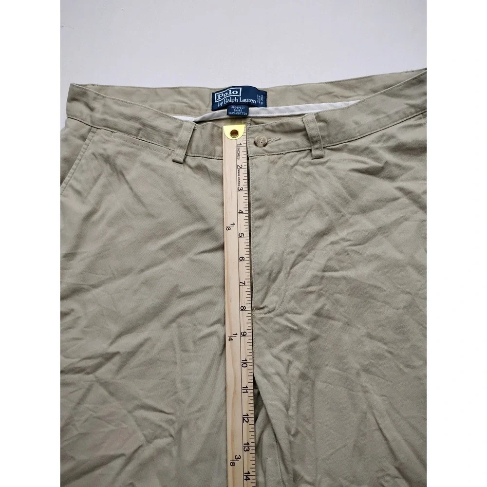 Polo Ralph Lauren‎ Prospect Beige Cotton Chino Shorts Flat Front Mens 33 10in